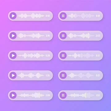 Voice, audio message, transparent speech bubbles. SMS text frame. Social media Stock Illustration