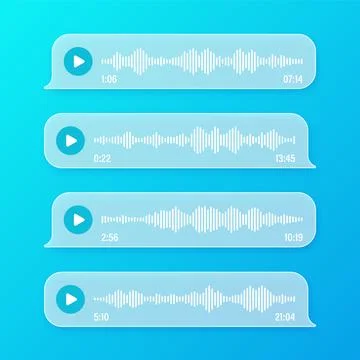 Voice, audio message, transparent speech bubbles. SMS text frame. Social media Stock Illustration