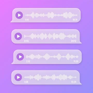 Voice, audio message, transparent speech bubbles. SMS text frame. Social media Stock Illustration