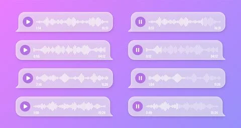 Voice, audio message, transparent speech bubbles. SMS text frame. Social media Stock Illustration
