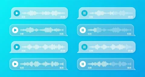 Voice, audio message, transparent speech bubbles. SMS text frame. Social media 스톡 일러스트