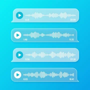Voice, audio message, transparent speech bubbles. SMS text frame. Social media Stock Illustration