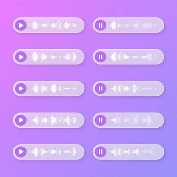 Voice, audio message, transparent speech bubbles. SMS text frame. Social media Stock Illustration