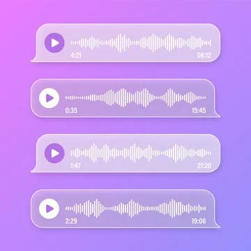 Voice, audio message, transparent speech bubbles. SMS text frame. Social media Stock Illustration