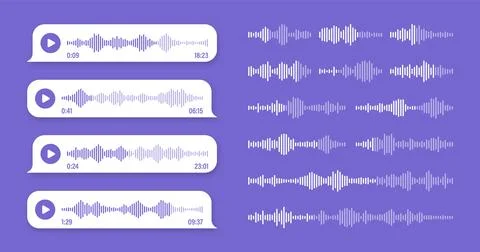 Voice, audio message, violet speech bubble. SMS text frame. Social media chat or 스톡 일러스트