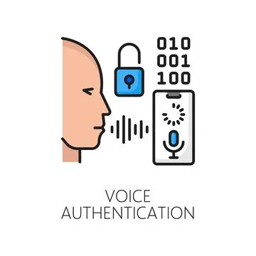 Voice authentication biometric identification icon Stock Illustration