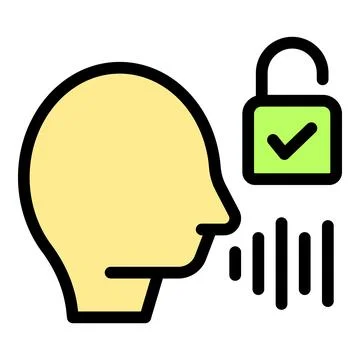 Voice authentication system unlocking with voice access for user Stock-Illustration