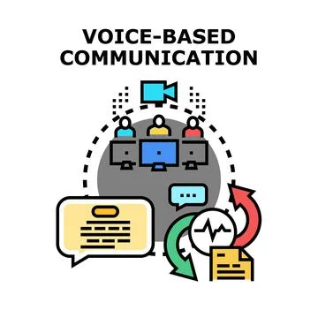 Voice based communication video conferencing concept Illustrazione stock