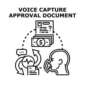 Voice capture approval document processing data transaction Stock Illustration