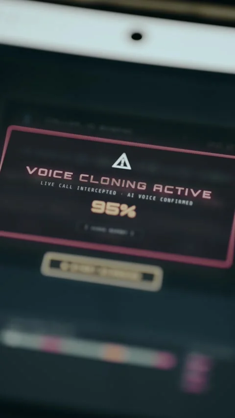 Voice cloning active, AI voice confirmed as result of scan Stock Footage 333375199