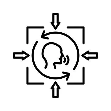 Voice command control Icon Outline flat Icon Stock Illustration