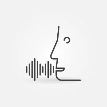 Voice Command linear icon. Face with Sound Wave sign Stock Illustration