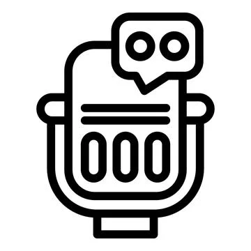 Voice command microphone icon outline vector. Virtual smart assistant Illustrazione stock