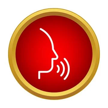 Voice command recognition button symbol on red background Stock Illustration