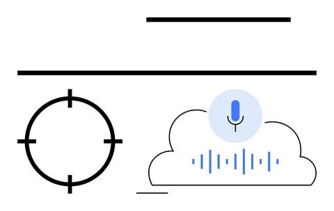 Voice Command Recognition in Cloud Technology Depicted with Microphone and .. Stock Illustration