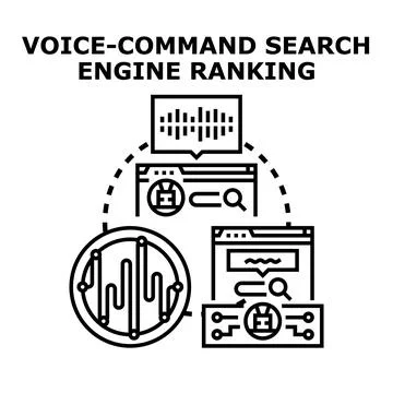 Voice command search engine ranking optimization concept Illustration