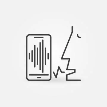 Voice Command on Smartphone vector concept line icon 스톡 일러스트