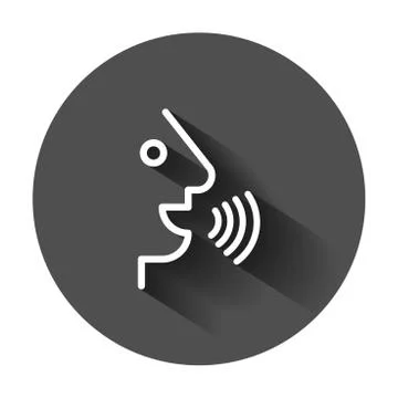 Voice command with sound waves icon in flat style. Speak control vector illus Stock Illustration