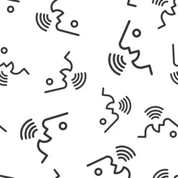 Voice command with sound waves icon seamless pattern background. Speak contro Stock Illustration