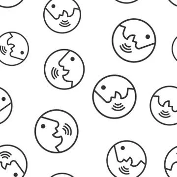 Voice command with sound waves icon seamless pattern background. Speak contro Illustrazione stock