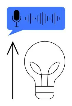 Voice Command Technology Concept with Audio Waveform and Innovation Idea Li.. Stock Illustration