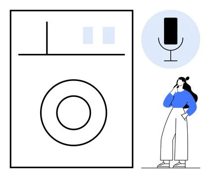 Voice Command Technology with User Interaction ion in Abstract Style Stock Illustration