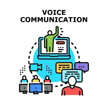 Voice communication during virtual online meeting and conference Stock Illustration