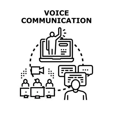 Voice communication during virtual online meeting and conference Stock Illustration
