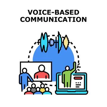 Voice communication using digital technologies for online meetings Illustrazione stock