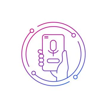 Voice control and audio recognition line icon 스톡 일러스트