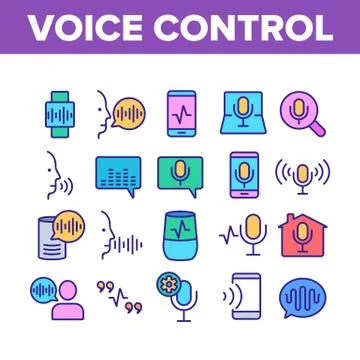 Voice Control Command Collection Icons Set Vector Stockillustratie
