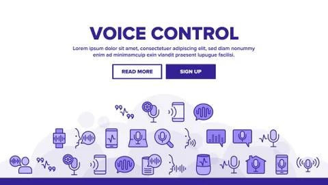 Voice Control Command Landing Header Vector Stock Illustration