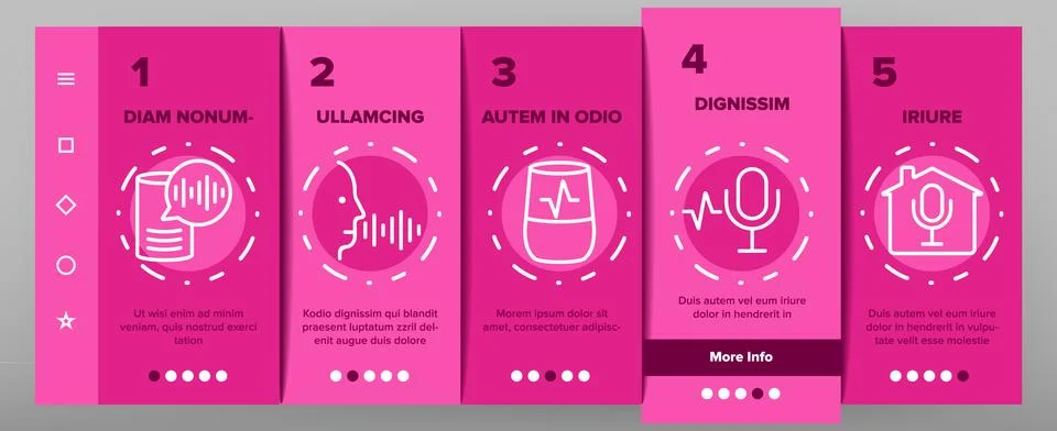 Voice Control Command Onboarding Icons Set Vector Illustrazione stock