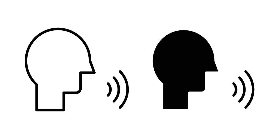 Voice control icon linear versions pack on white background Stock Illustration