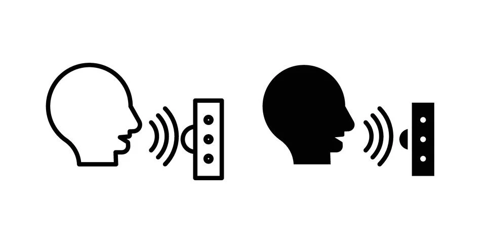 Voice control icon set modern line and solid style collection. Stock Illustration