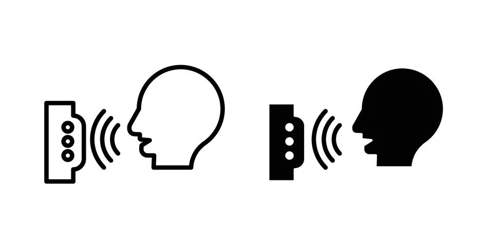 Voice control icon set modern line and solid style collection. Stock Illustration