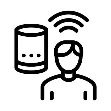 Voice Control Icon Vector Outline Illustration 스톡 일러스트