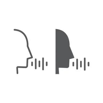 Voice control line and glyph icon, technology and sound, voice command sign Stock Illustration