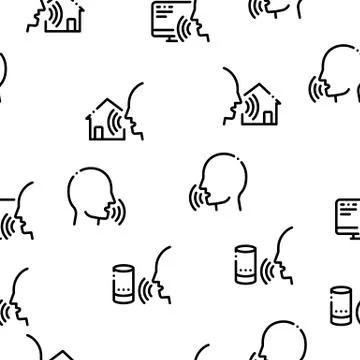 Voice Control Seamless Pattern Vector Illustrazione stock