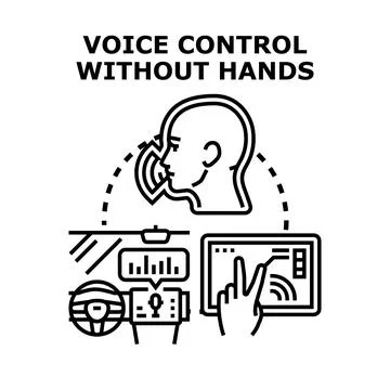 Voice control smart system operating car dashboard and tablet Stock Illustration