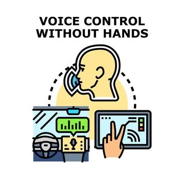 Voice control smart system operating car dashboard and tablet 스톡 일러스트