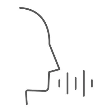 Voice control thin line icon, technology and sound, voice command sign, vector Stock Illustration