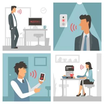 Voice control vector illustration. Smart computer 스톡 일러스트