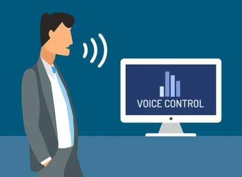 Voice control vector illustration. Smart computer 스톡 일러스트
