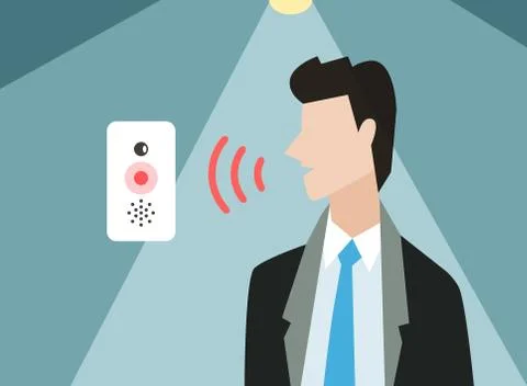 Voice control vector illustration. Smart computer 스톡 일러스트