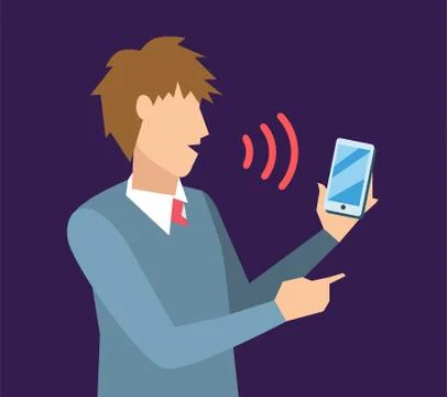 Voice control vector illustration. Smart computer 스톡 일러스트