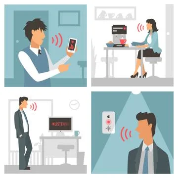 Voice control vector illustration. Smart computer Stock Illustration