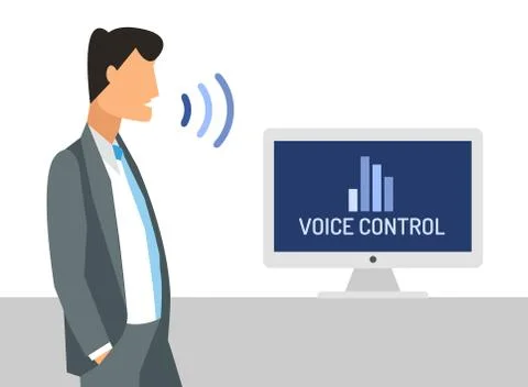 Voice control vector illustration. Smart computer Stock Illustration