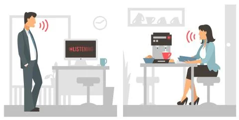 Voice control vector illustration. Smart computer Stock Illustration