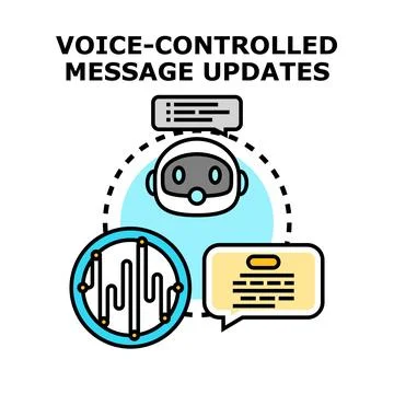 Voice controlled message updates with artificial intelligence assistance Stock Illustration